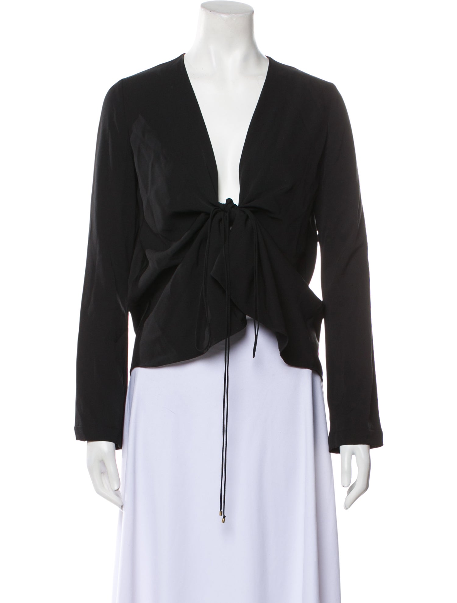 Diane von Furstenberg Silk Plunge Neckline Crop Top